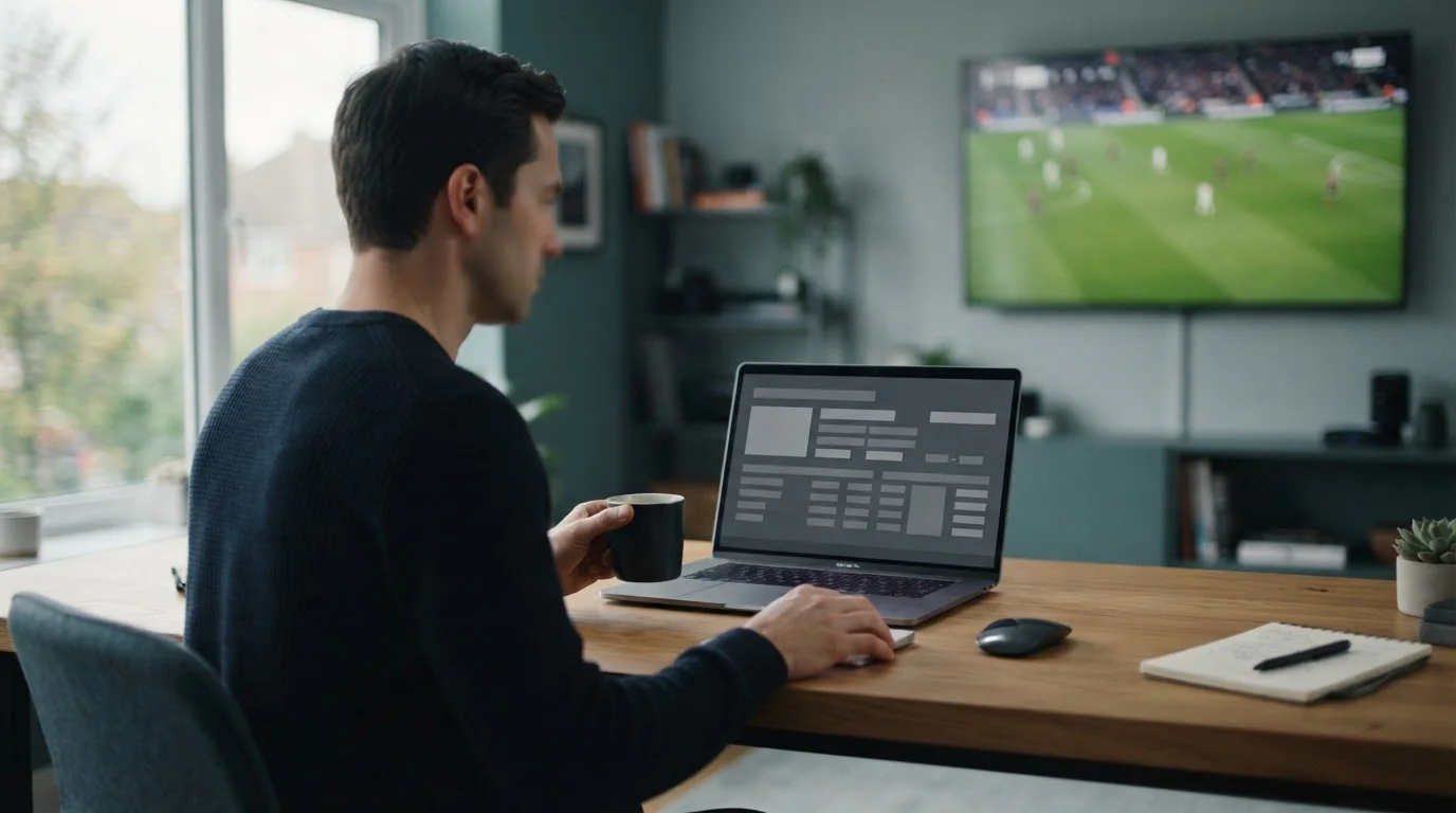 Vergleich von Nations-League-Wettanbietern auf einem Laptop-Bildschirm