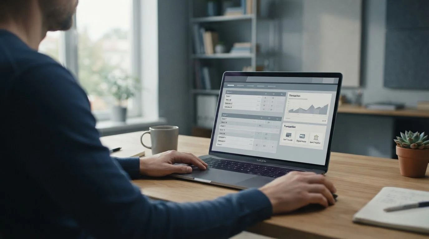 Laptop mit Wettanbieter-Interface und PayPal-Zahlungsoption auf aufgeräumtem Schreibtisch