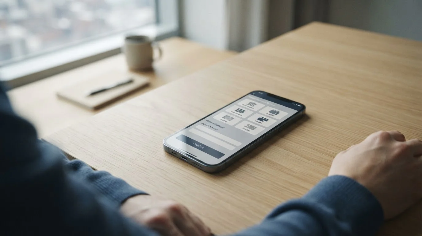 Smartphone mit MuchBetter-Zahlungsoption bei verschiedenen Wettanbietern auf neutralem Schreibtisch