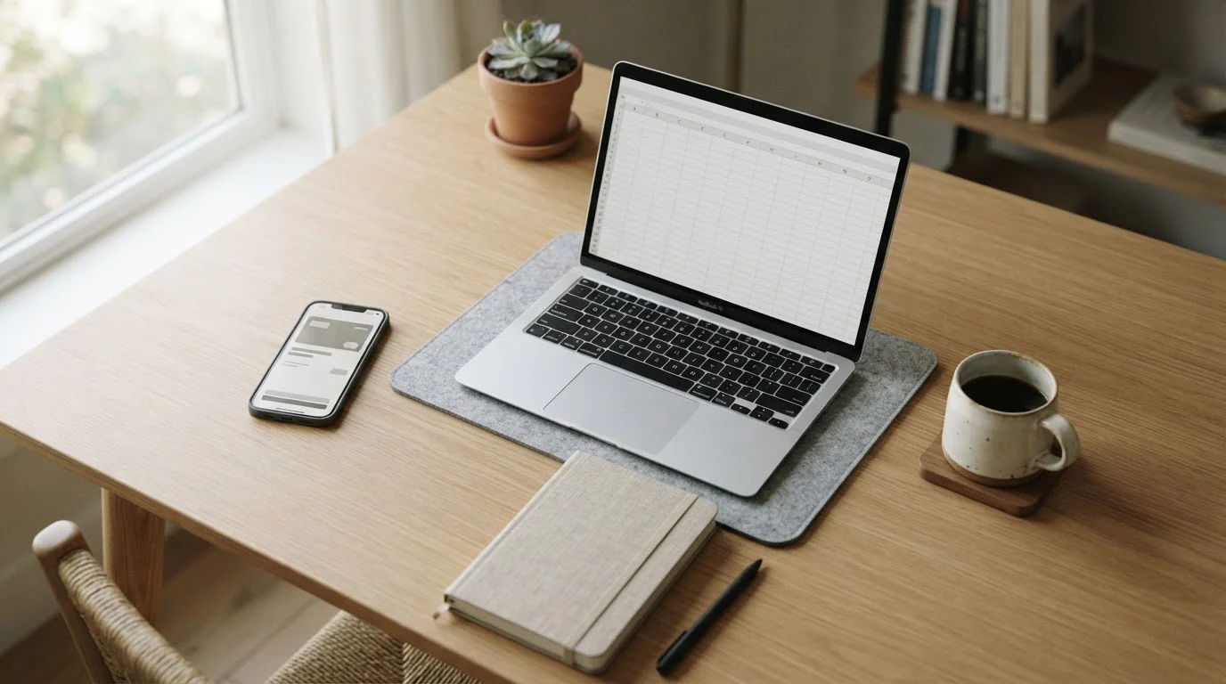 Smartphone mit Paysafecard-Bezahlvorgang neben Laptop auf Schreibtisch