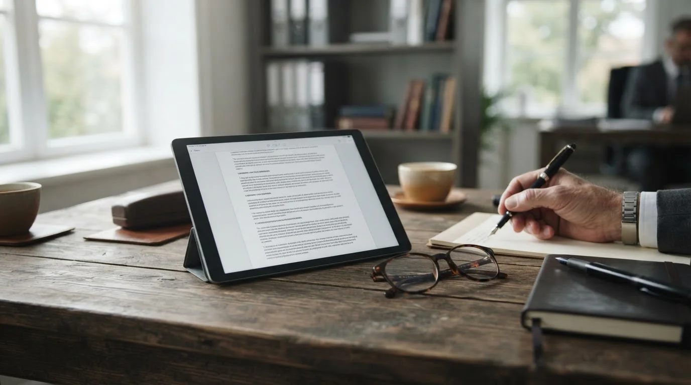 Gesetzliche Regelungen und Glücksspielrecht auf einem Tablet-Bildschirm