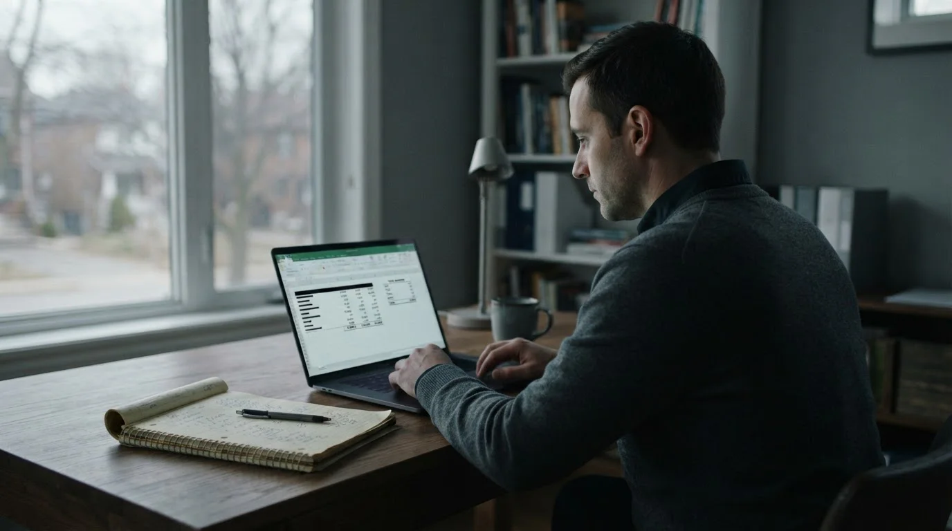 Person überprüft Ausgaben und setzt Limits auf dem Laptop