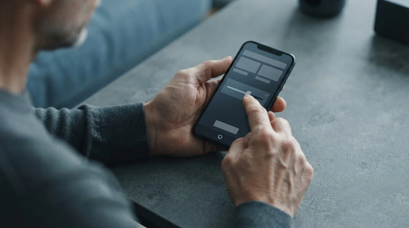 Hände setzen Einzahlungslimit in einer Wett-App auf dem Smartphone