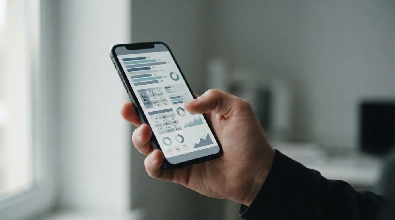 Detailansicht einer neutralen Kostenaufstellung auf Smartphone-Display